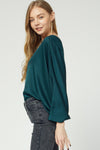 Belle One-Shoulder Long Sleeve Blouse - Emerald
