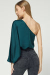 Belle One-Shoulder Long Sleeve Blouse - Emerald