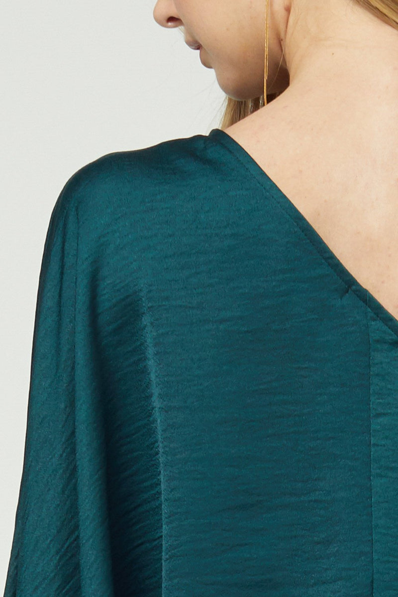 Belle One-Shoulder Long Sleeve Blouse - Emerald