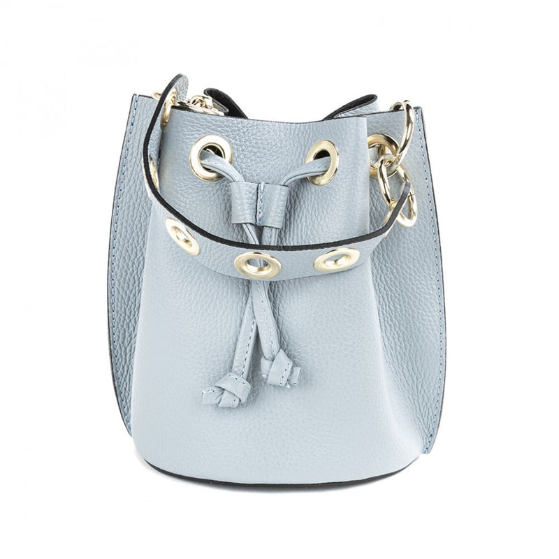 Cylinder Bucket Leather Bag in Pebbled Grey