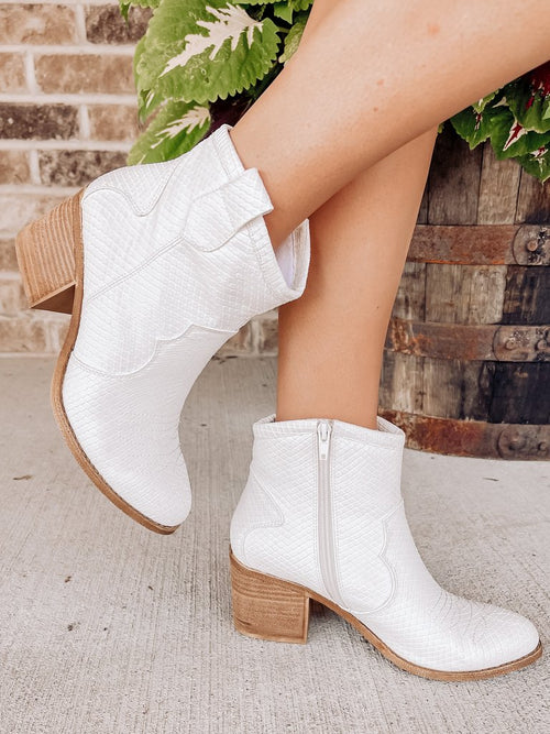 Chinese Laundry Unite Snake Western Bootie - White
