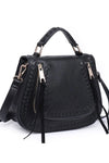 Clarissa Faux Leather Cross Body Handbag - Black