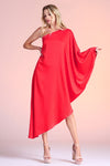 Nellie Asymmetrical One Shoulder Maxi Dress - Red