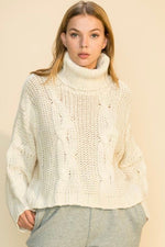 Serenity Cable Knit Turtleneck Sweater - Beige
