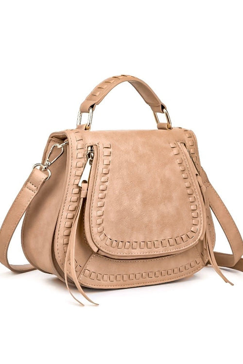 Clarissa Faux Leather Cross Body Handbag - Natural