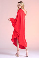 Nellie Asymmetrical One Shoulder Maxi Dress - Red