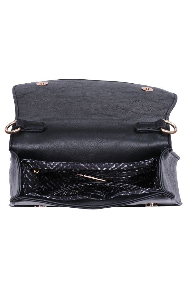 Clarissa Faux Leather Cross Body Handbag - Black