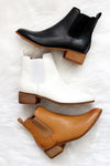 Tahlia Ankle Bootie with Low Wooden Heel - Black