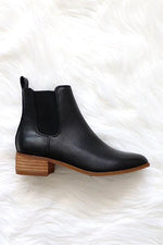 Tahlia Ankle Bootie with Low Wooden Heel - Black