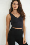Cassy Ribbed Seamless Crop Top - Black