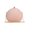 Azhara Shell Clutch With Cross Body Chain - Coral