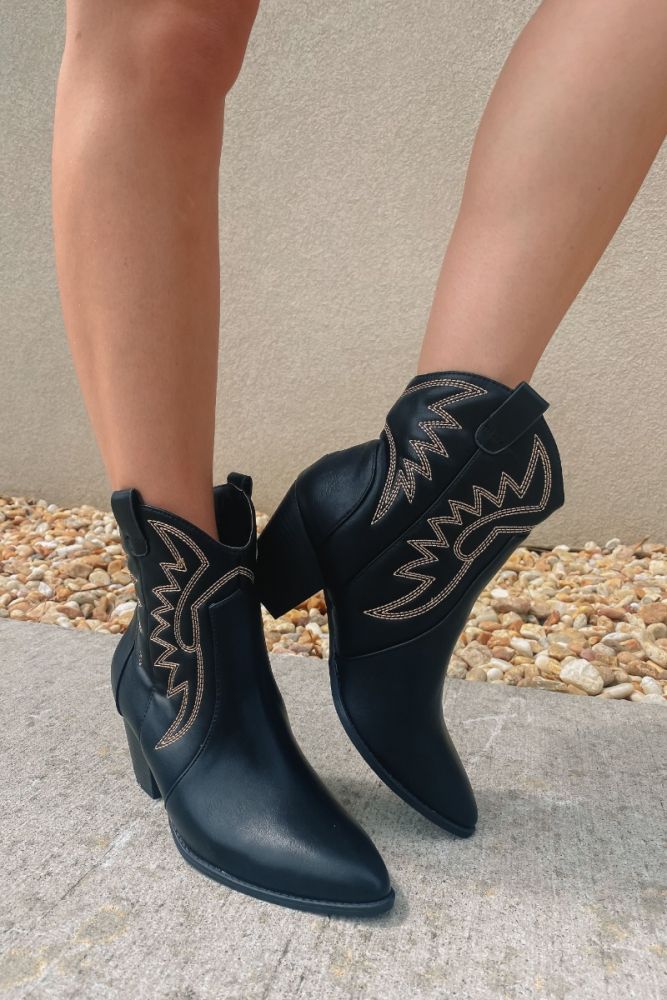 Kane Western Embroidered Ankle  Bootie